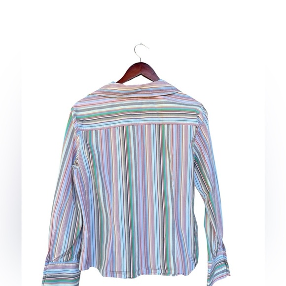 Tommy Hilfiger Women’s Long Sleeve Striped Colorful Button Down Blouse Size XL - Picture 2 of 8